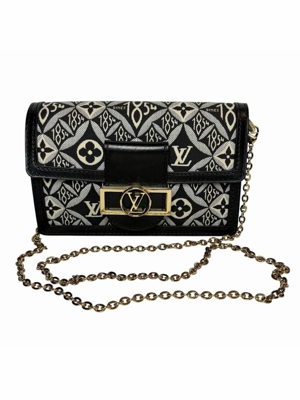 Louis Vuitton Since 1854 Dauphine Chain Wallet Crossbody Black Jacquard Bag